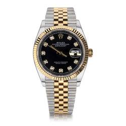 Rolex Oyster Perpetual Datejust Two-Tone Diamond Black Watch