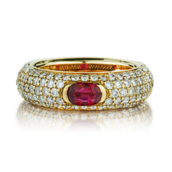 18KT Yellow Gold 2.40 Carat Total Weight Ruby And Diamond Ring