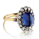Synthetic Cabochon Blue Sapphire And Diamond Vintage Ring