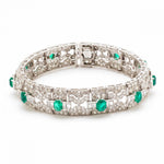 Transitional Green Emerald and Diamond Platinum Bracelet