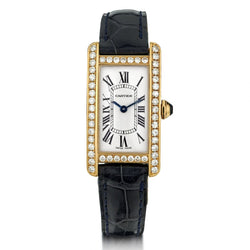 Cartier Ladies 18KT Yellow Gold Aftermarket Diamond Tank Americaine Watch