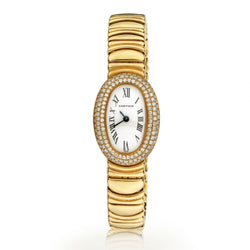 Cartier 18KT Yellow Gold Baignoire Factory Diamond Ladies Quartz Watch