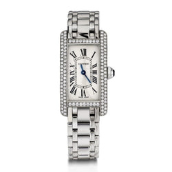 Cartier Ladies Tank Americaine 18KT White Gold Aftermarket Diamond Watch