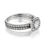 Ladies 14kt white gold diamond halo ring. 1.60 ctw