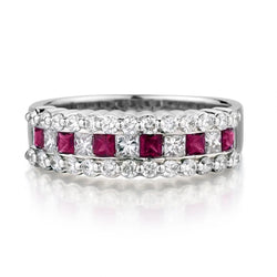 LADIES 18kt White Gold Ruby and Diamond ring.