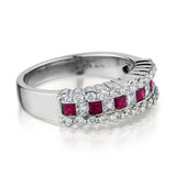 LADIES 18kt White Gold Ruby and Diamond ring.