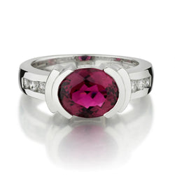 Tourmaline And Diamond 14KT White Gold Cocktail Ring