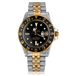 ROLEX GMT STEEL AND GOLD WRISTWATCH: REF 16753. NIPPLE DIAL