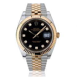 Rolex Oyster Perpetual 2-Tone Datejust II Black Diamond Dial Watch