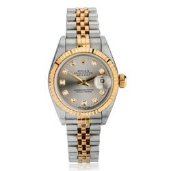 Rolex Oyster Perpetual Datejust Two-Tone 26 MM Silver diamond  Dial Watch