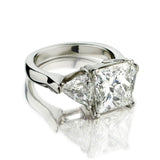 3.66 Carat Total Weight Princess Cut Diamond Platinum Ring