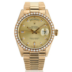 Rolex  Oyster Perpetual Day/Date 18kt Gold Diamond Dial and Diamond Bezel  1985 watch