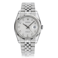 Gents Rolex Oyster Perpetual Datejust Silver Rolex Diamond Dial.