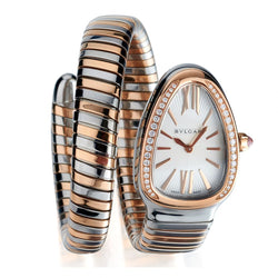 Bvlgari Large Stainless Steel and 18kt Rose Gold Serpentini Tubogas Watch
