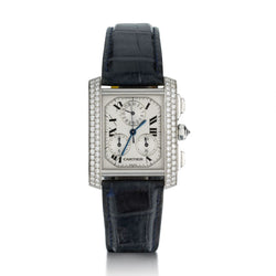 Rare Cartier Tank Francaise Chronoflex 18kt Gold & Diamond Watch
