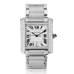 Cartier Stainless Steel Aftermarket Diamond Tank Francaise Watch