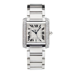 Cartier Midsize White Gold & Diamond Tank Francaise Watch