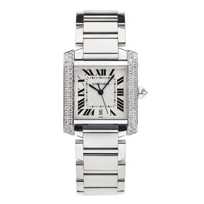 Cartier Midsize White Gold & Diamond Tank Francaise Watch
