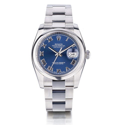 Rolex Oyster Perpetual Datejust S/S Blue Dial 36MM Watch