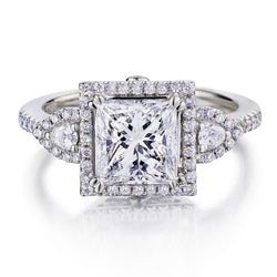 2.00 Carat Princess Cut Diamond Halo-Set WG Engagement Ring