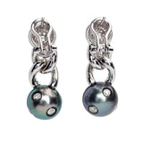 10.5MM Tahitian Pearl & Diamond WG Drop Earrings