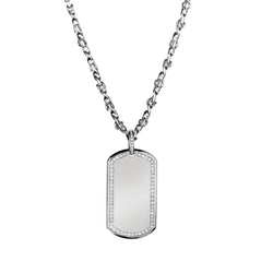 Gents 14kt White Gold Chain with Diamond Dog Tag. 75.3 grams.