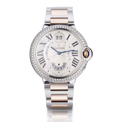 Cartier 18KT Rose Gold & Steell Ballon Bleu Dual Time Diamond Watch