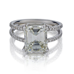4.01 Carat Emerald Cut Diamond Split Shank White Gold Ring