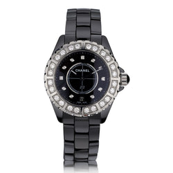 Chanel Unisex J12 Ceramic Black Diamond Dial/Bezel Watch
