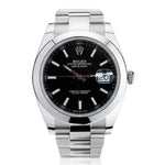 Rolex Oyster Perpetual Datejust II 41MM S/S Bright Black Dial Watch