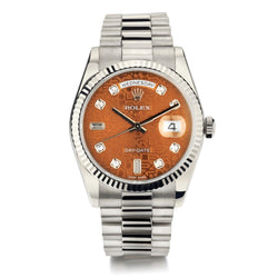 Rolex Oyster Perpetual Day-Date White Gold Havana Diamond Dial Watch