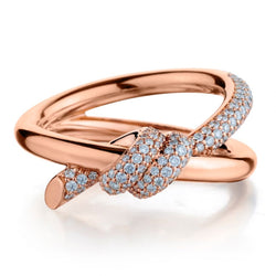 Tiffany & Co. Rose Gold And Diamond Love Knot Double Row Ring