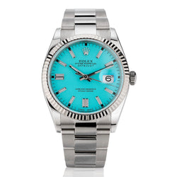 ROLEX Datejust stainless steel, custom torquoise dial . 36mm