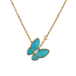 VCA Two Butterfly Torquoise and Diamond Pendant. Limited Edition.