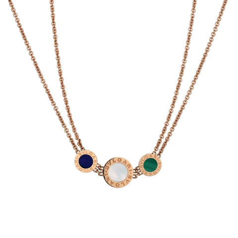 Bvlgari Bvlgari Classic Necklace in 18kt Rose Gold. Malachite, Mother of Pearl, Sugilite.