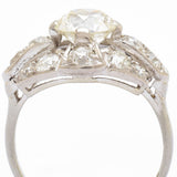 Art Deco European Cut Diamond Cluster Platinum Ring