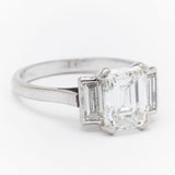 Art Deco 2.35 Carat Emerald Cut Diamond Platinum Ring