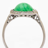 Art Deco Round Jade & Old-Cut Diamond Platinum Ring