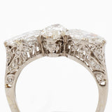 Art Deco Marquise & Pear Shaped Diamond Platinum Ring