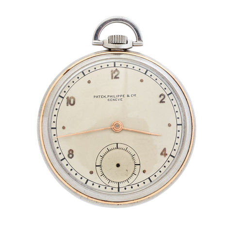Patek Philippe Rare Vintage Pink Gold & Steel Pocket Watch