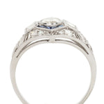 Art Deco Marquise Cut Diamond & Sapphire Platinum Ring