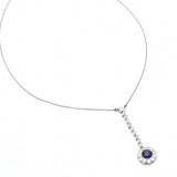 Art Deco 1.50 Carat Sapphire & Diamond Drop Platinum Pendant
