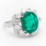 Birks 3.25 Carat Green Emerald & Diamond Platinum Ring