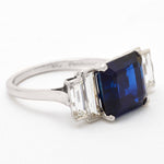 Birks 6.50 Carat Sapphire and Diamond Platinum Ring
