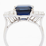 Birks 6.50 Carat Sapphire and Diamond Platinum Ring