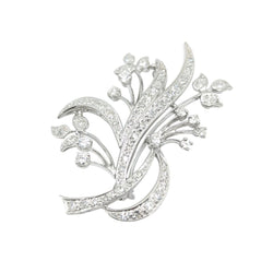 Platinum Diamond Floral Brooch.