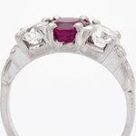 0.95 Carat Burma Ruby Ring with Diamond Sidestones