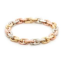 Bvlgari Tri-Colour Yellow, Rose And White Gold Curb Link Bracelet