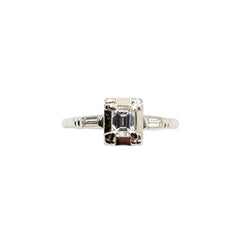 Ladies 18kt White Gold Diamond Emerald Cut Ring. 0.31ct Tw