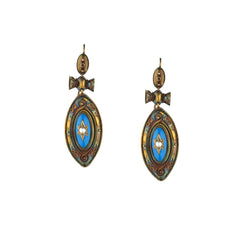Victorian 18kt Torquoise Pendant Drop Earings. Circa 1860.